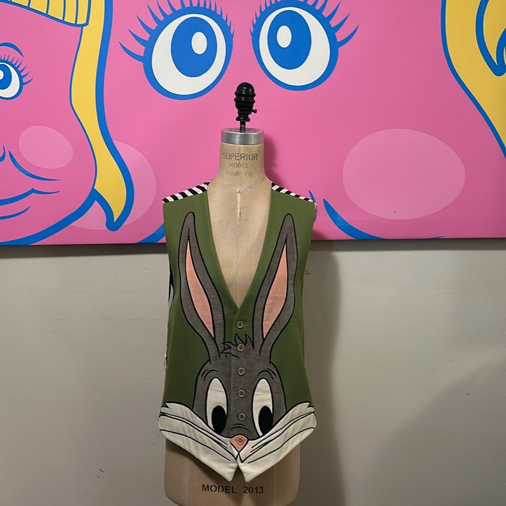 Moschino Green Bugs Bunny Rabbit Velvet vest